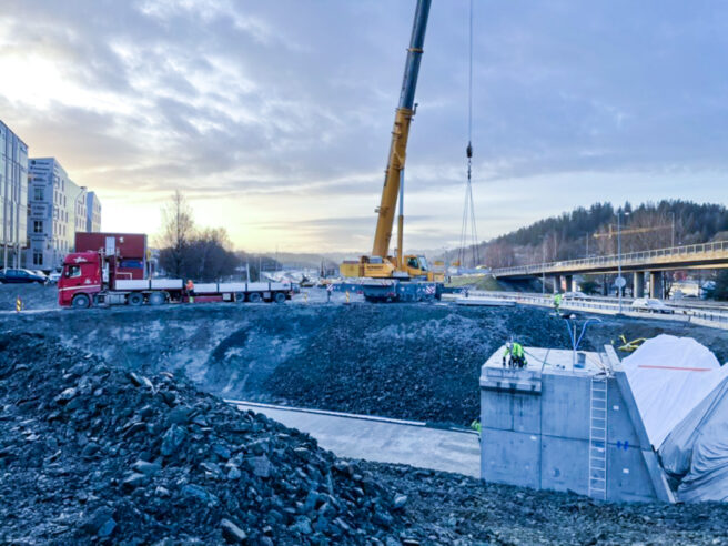 Gangbanekulvert betongelement fra NOBI - E6 Sluppen Trondheim